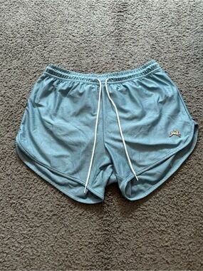 Tracksmith Light Blue Mens Running Shorts with White Drawstring. Size S.